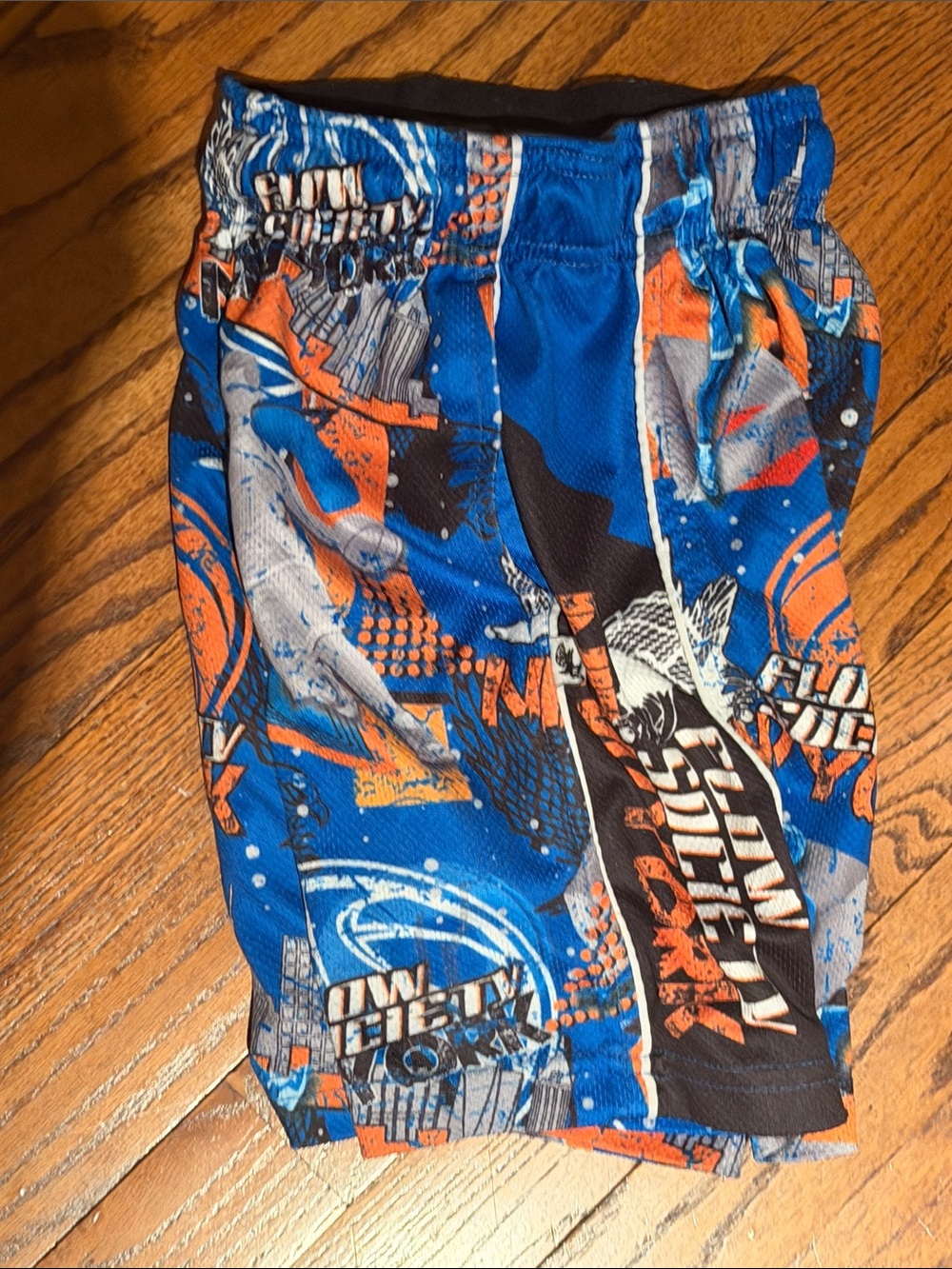 Boys Blue & Orange Graphic Athletic Shorts